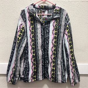 Maui and Sons Multi Color Zip-Up Fleece Sweatshirt NWT
